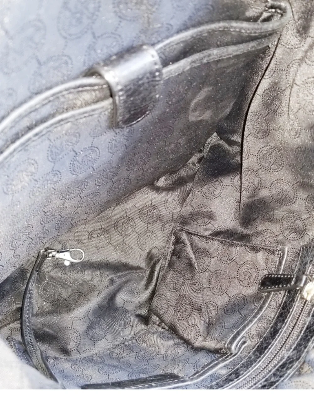 Michael Kors Shiny Black Leather Backpack with Silver Logo